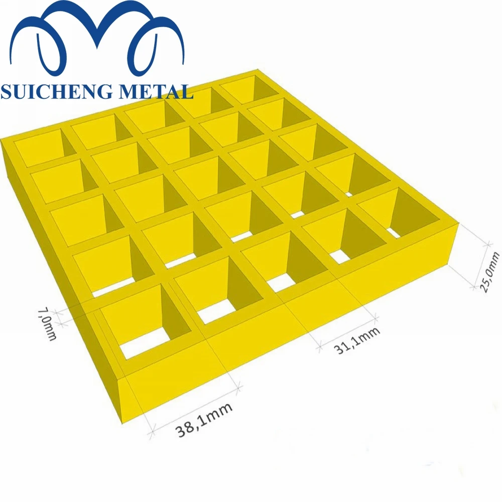 Guangzhou Factory Grp Fiberglass Grating Platform Walkway Molded Frp Mesh Grate