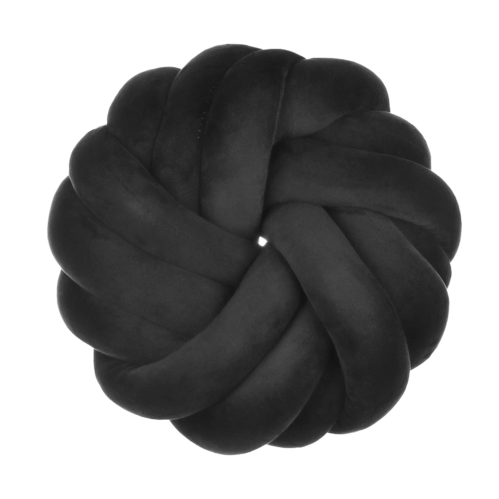 Home Decor Solid Color Velvet 100% Polyester Baby Soft Cushion Hand-knotted Throw Pillows 3 Braided Floor Knot Ball Pillows