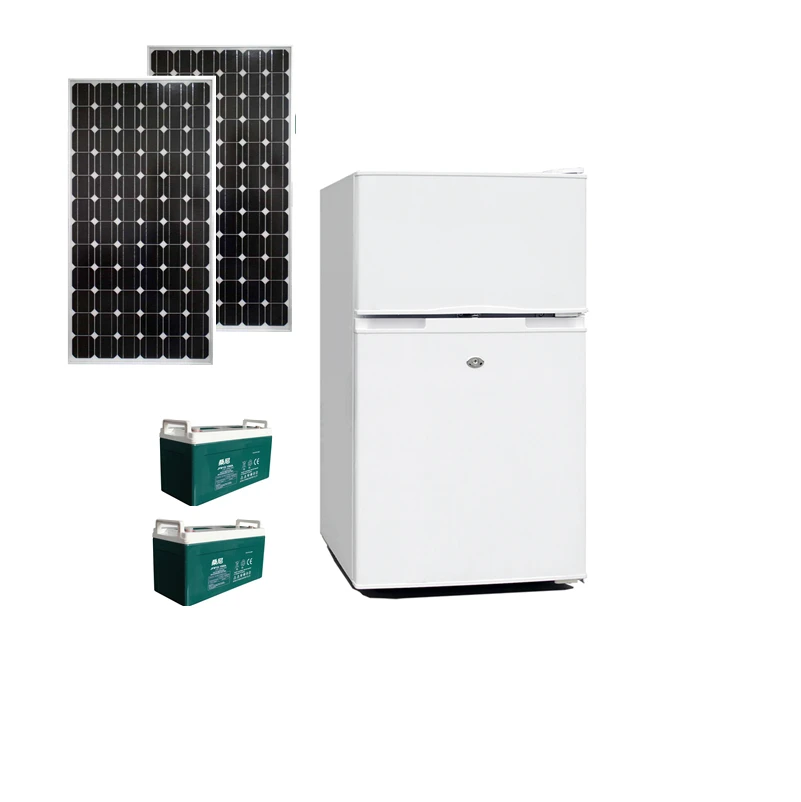 Best Price 98L Mini Portable Double Door Refrigerators 12V DC Solar Powered Fridges Freezer For RV