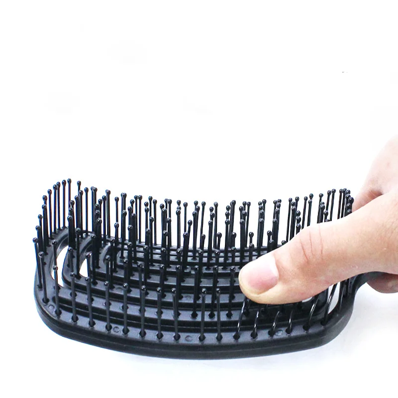 RU Plastic large curved hollow-out massage comb high cranial top fluffy styling comb large wave smooth hair massage comb