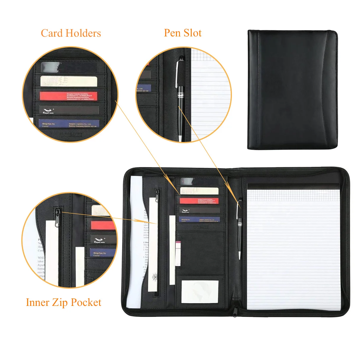 Customized Folders A4 Pu Leather Padfolio Folder With Clipboard Car Service Book Portfolio Folders