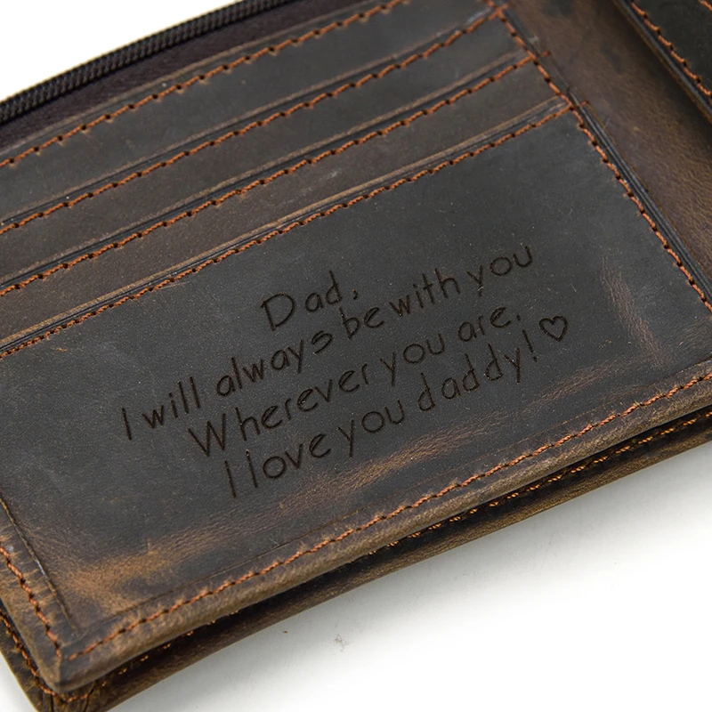 Custom Good Quality New Design Cow Leather Retro Vintage Leather Purse Men Short Slim Genuine Leather Bifold Wallet