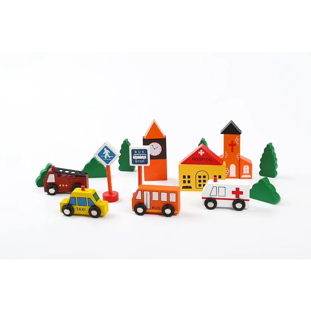 Hot sale model railway wooden train set AIDS Mini Toy Road Signs model wooden classic toy train for kids