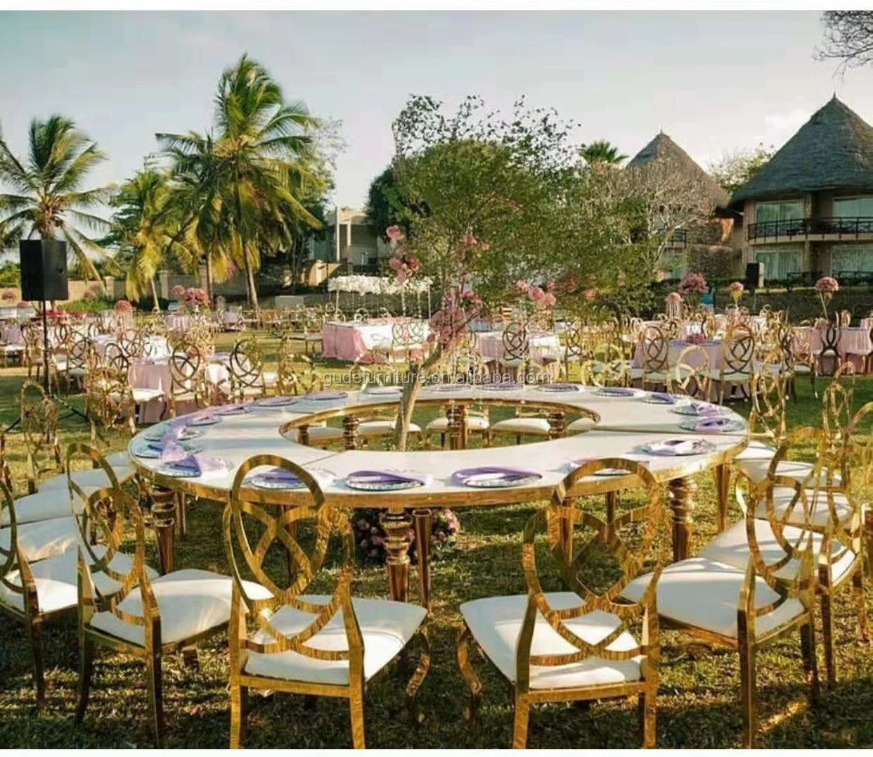 S design round metal stainless steel table  with glass top GD-TB006