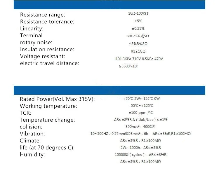 1K 2K 5K 10K 20K 50K 7286 2W 10 turns potentiometer for BI