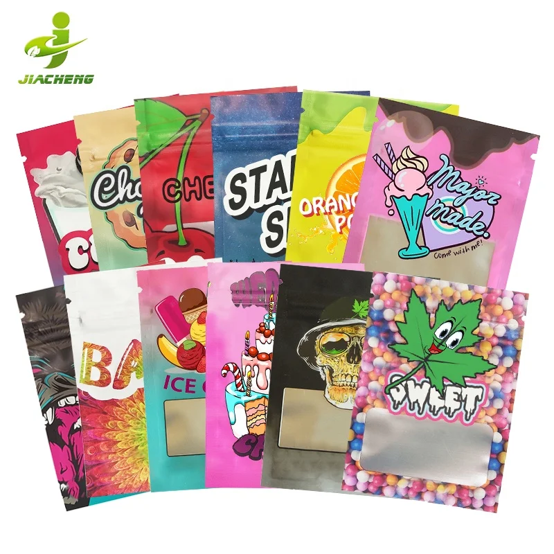 Custom Printed Small 3x4 1g 1 gram Plastic Zipper Edible Gummies Cookie Smell Proof Lay Flat Ziplock Mylar Packaging Bags