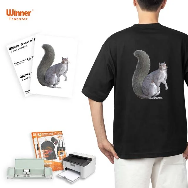 Winner Transfer A4 A3 laser printing transfer paper PU material dark heat transfer paper for cotton fabric