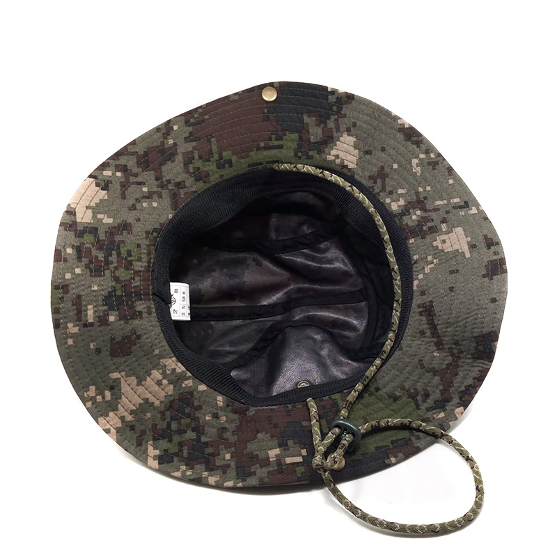 Custom Full Printed Camo Boonie Hat Fisherman Caps Wholesale Outdoor Quick Dry Wide Brim Hiking Bucket Hat