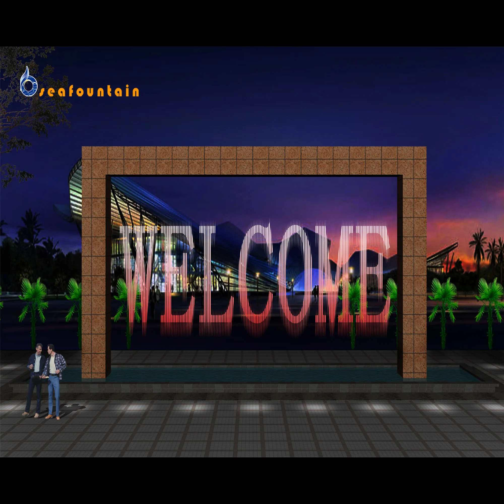 Outdoor or Indoor Colorful Flash Water Wall Digital Water Curtain Fountain