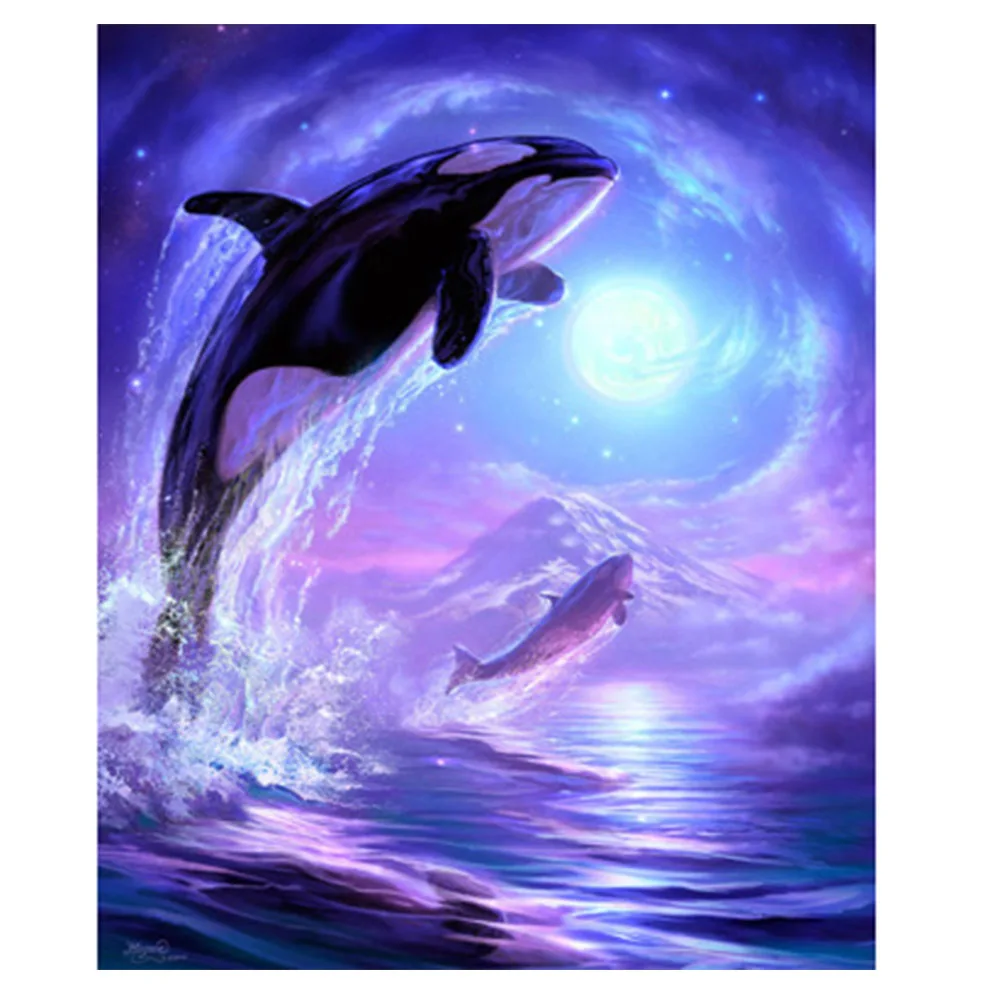 5D DIY Diamond Painting  Shark Jump Out Of Water Painting By Number Living Room Decor Pictures For Living Room Decoration