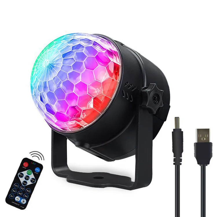 LED Crystal Magic Ball light Christmas Decoration Mini Voice Control Colorful Rotating Light Remote Control Stage Light