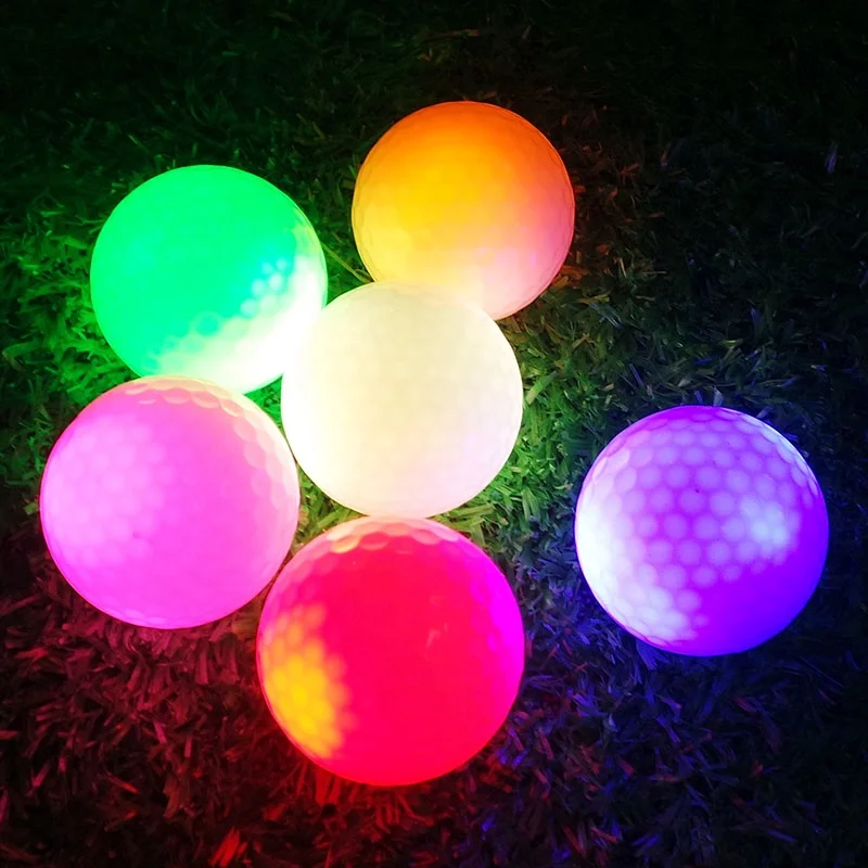 Night light up golf play balls with custom logo glow in the dark LED light up golf balls gift set luminous light up golf balls