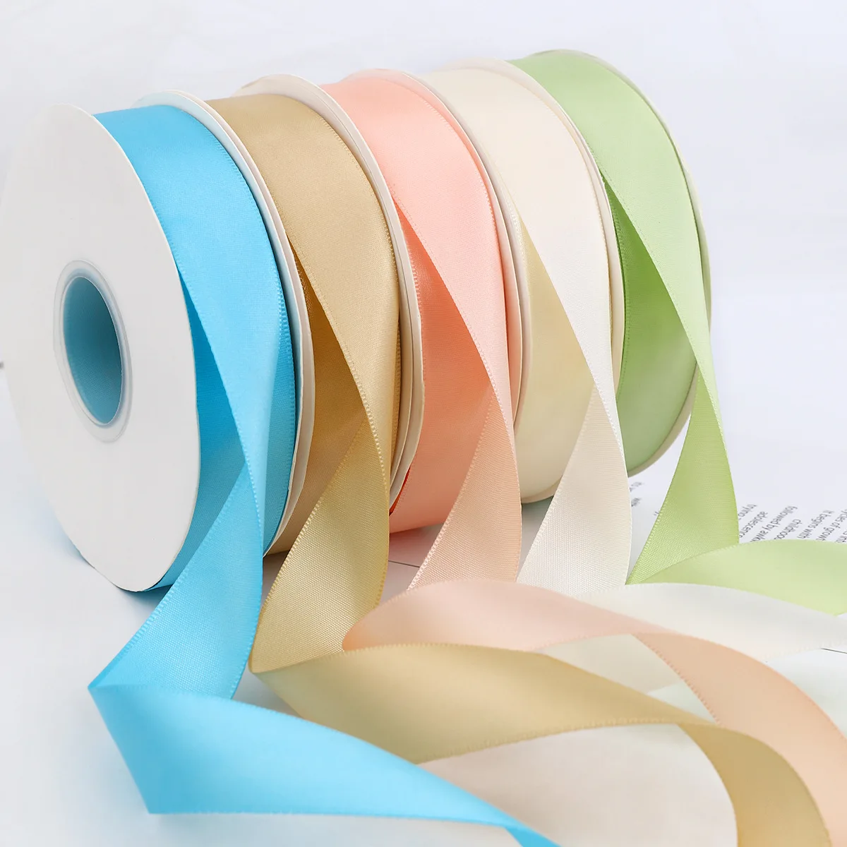 Wholesale 196 colors 100-yard single double face plain 25mm polyester silk satin ribbons