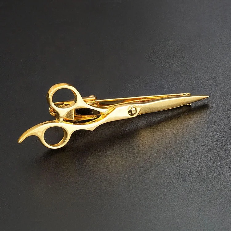 Wholesale Fashion Clothes Accessory 18K Gold Plated Copper Scissor Tie Clip for Men