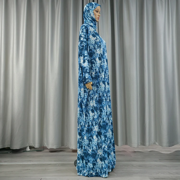 Hot Model Big Free Size Women Robe 6 Tie-dye Colors Muslim Hijab Dress Abaya Dubai Arab Middle East Africa Hooded Caftan Gown
