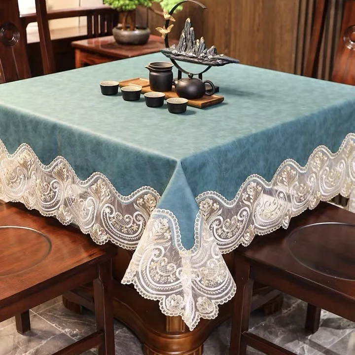 Simulated Leather Luxurious PU Table Cloth Waterproof Grease Proofing for Party Banquet Home
