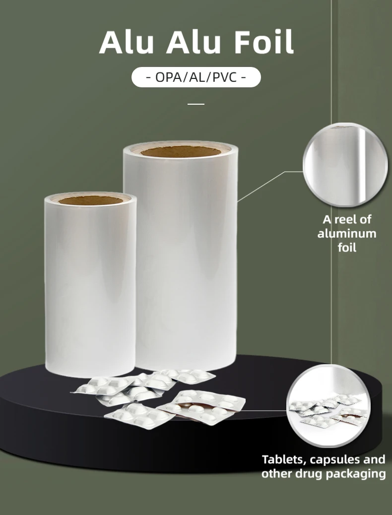 opa/al/pvc   Pharmaceutical pills blister packaging aluminum alu foil roll