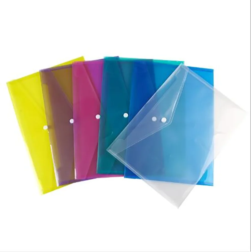 Plastic Poly Envelopes A4 Clear File Bags Document Folders Organizers with Snap Button