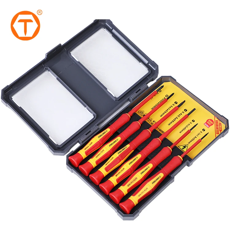 6pcs 1000v precision insulated vde screwdriver set with black tip magnetic