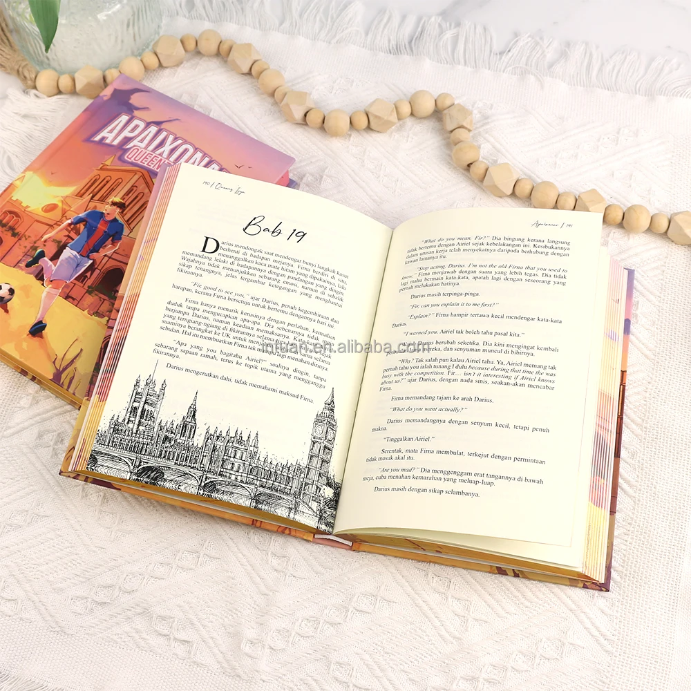 Custom Spray Painted Hardcover Novel Book Art Design with Offset Printing A4/A5 Size for Kraft Paper Packaging Carton Boxes