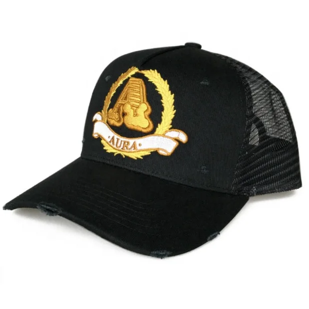 custom 5 panel mesh trucker hat summer sports hat with logo embroidery