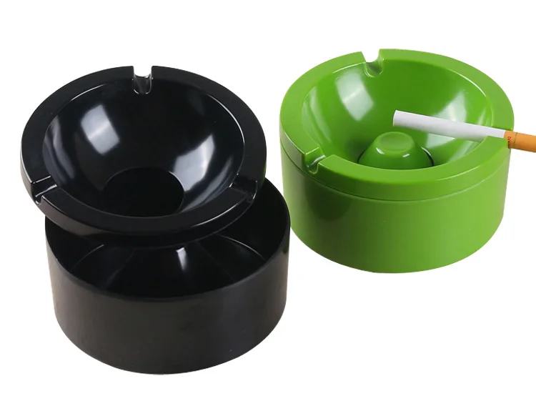 11cmx5.5cm durable round indoor and outdoor windproof  plastic melamine ashtray with detachable lid