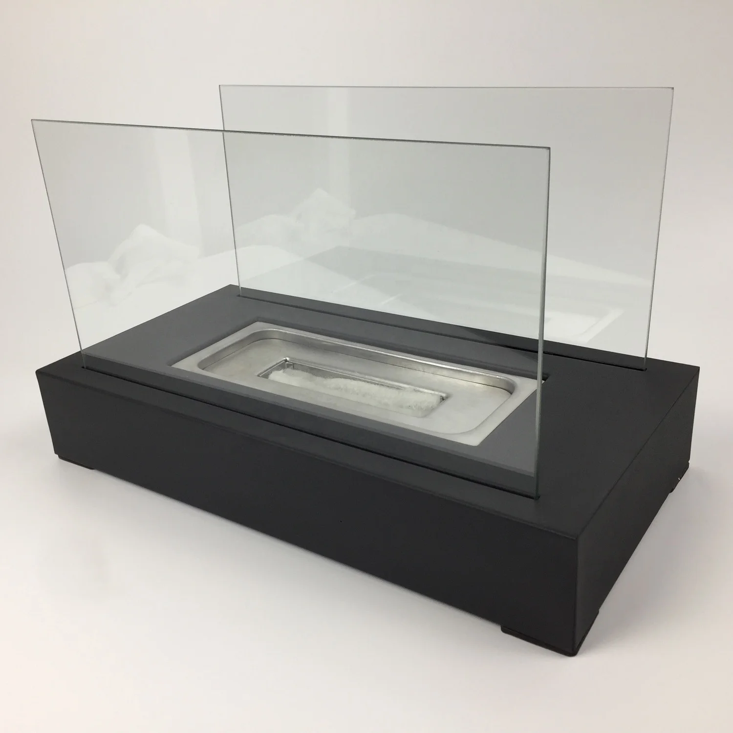 
free standing metal box and crushed glass bio ethanol fireplaces 