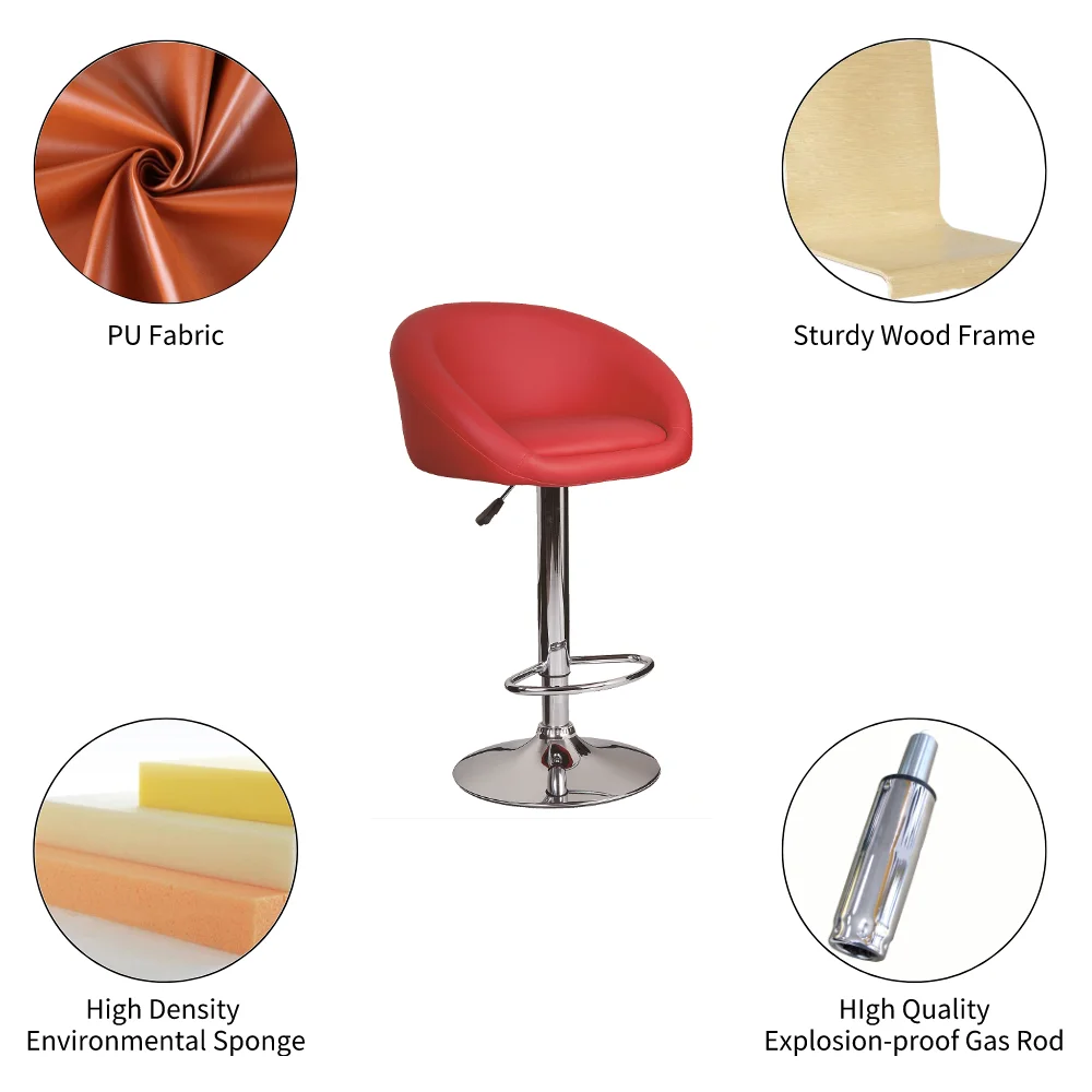 
Height Adjustable Swivel PU Leather Barstool Modern Chair Counter Backrest barstool 