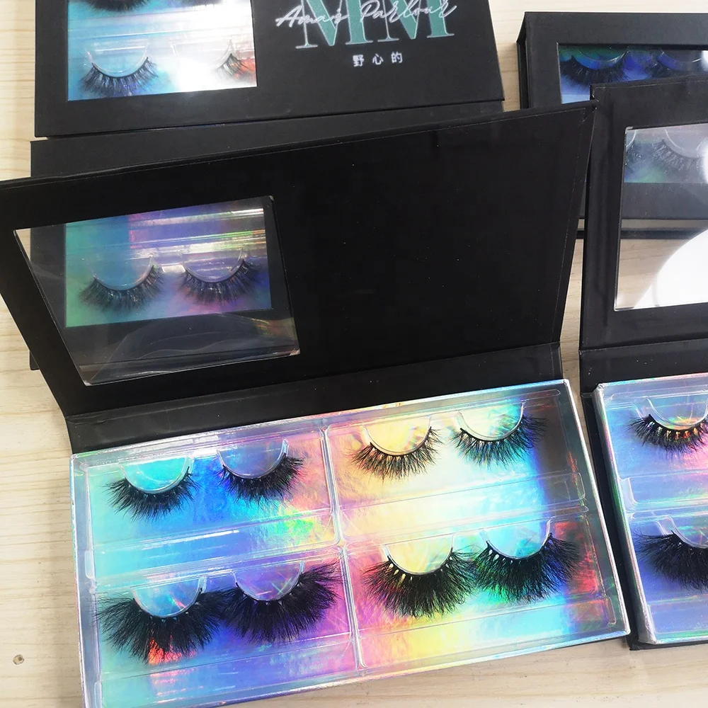 Own Brand Eyelash Boxfor Eyelash Box Eye Lashesh Box Blue 3d Mink Cosmetic Packaging Corrugated Board Handmade Hand Made Lashes