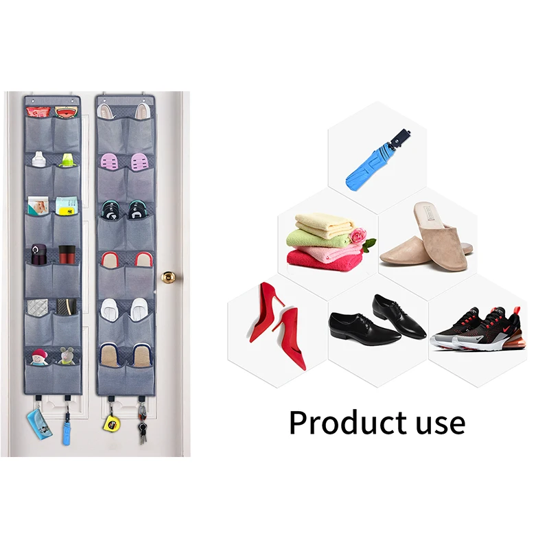 Durable Hanging Shoe Holder 24 Pocket Metal Hooks closet organizers and storage 2 pack