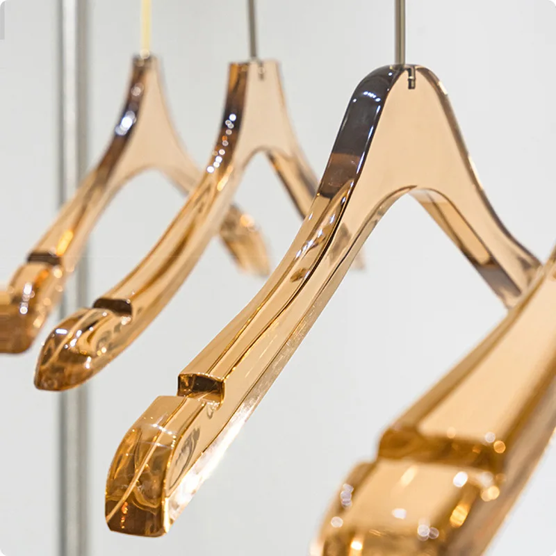 Custom Logo Clothing Store clear Hanger Acrylic Transparent Crystal Hanger Anti Slip Traceless clear Plastic Hanger