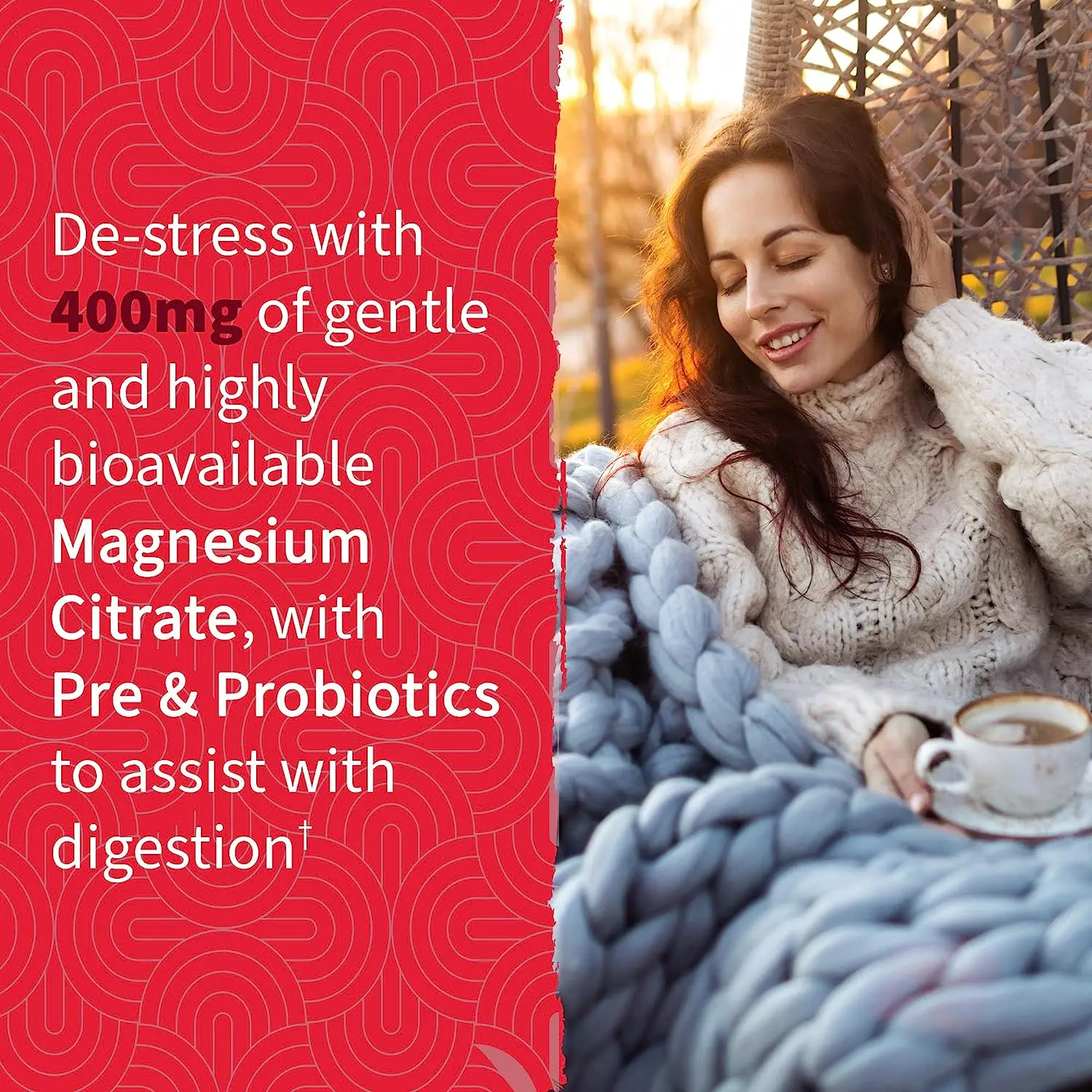 Premium Magnesium Citrate Supplement with Prebiotics & Probiotics for Stress, Sleep & Recovery 60 Chew