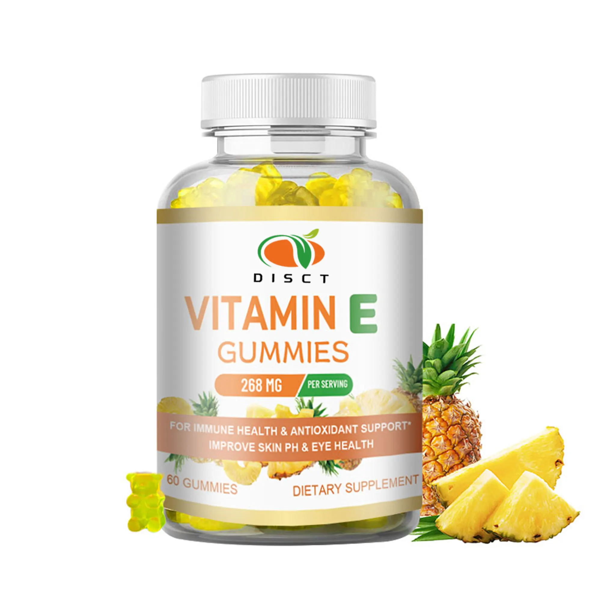 private label Natural Non GMO, Gluten Free Vitamin E Gummies for men and women immune support and Overall Health