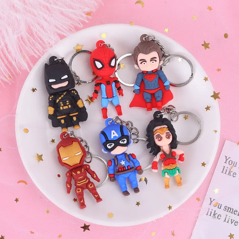 Customized Soft PVC Keychain 3D DC Marvel Movie Icons Key Ring