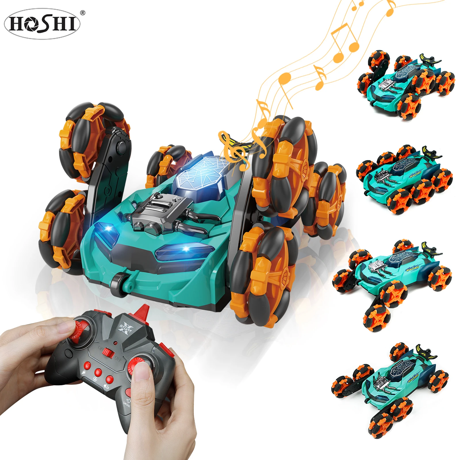 New HOSHI 1612 Stunt Car Drift Deformation Mini Car 2.4GHZ Six- Wheels Water Pray Car 360 Flip Cool LED Light For Kids Toys