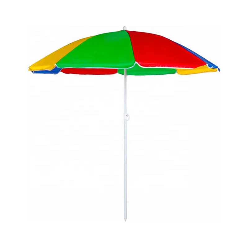 UV Protection Multi-Coloured Rainbow Outdoor Folding Beach Umbrella Tilting Parasol