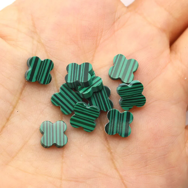 Green Synthetic Malachite Four Leaf Shape Gemstones Factory Price