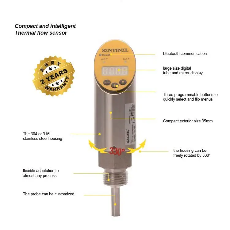Connection Water Thermal Flow Sensors Water Connector Temperature In Air Compressor Thermal Flow Sensors