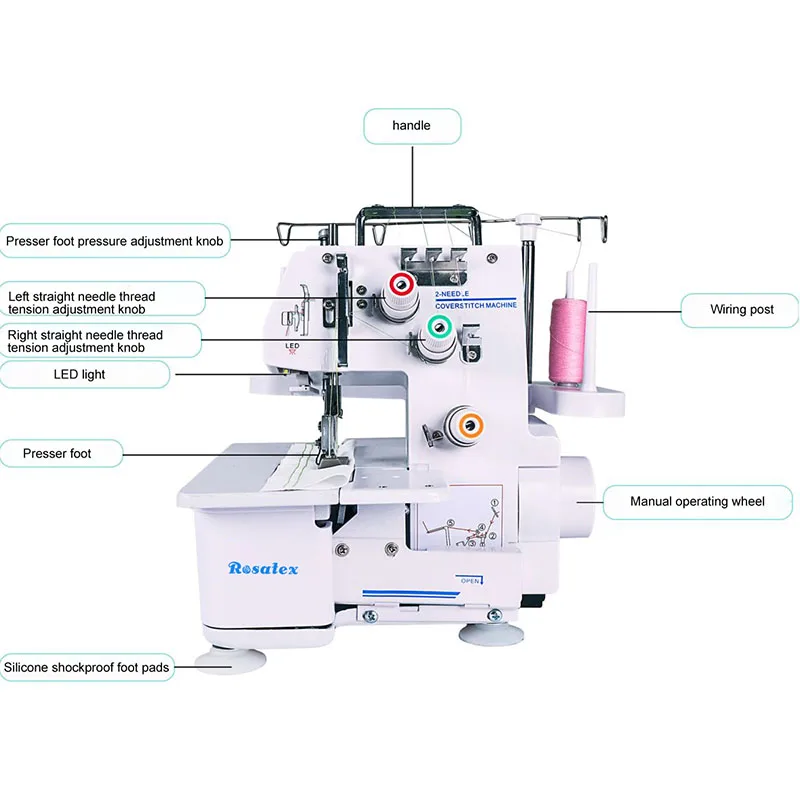 Rosatex 757s Household Double Needle Three-Thread Zig Zag Interlock Sewing Machine