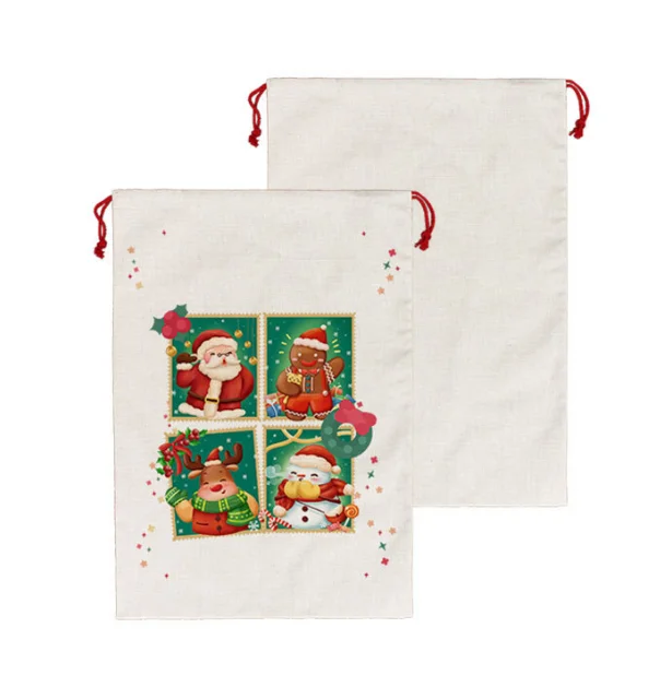 USA Warehouse Wholesale Cotton Storage Christmas Gift Bag Drawstring Blank Plain Sublimation Santa Sacks