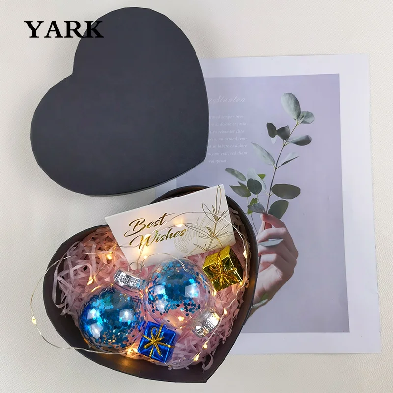 Custom heart shaped gift boxes double open door cosmetic packaging box high set festival ribbon packaging