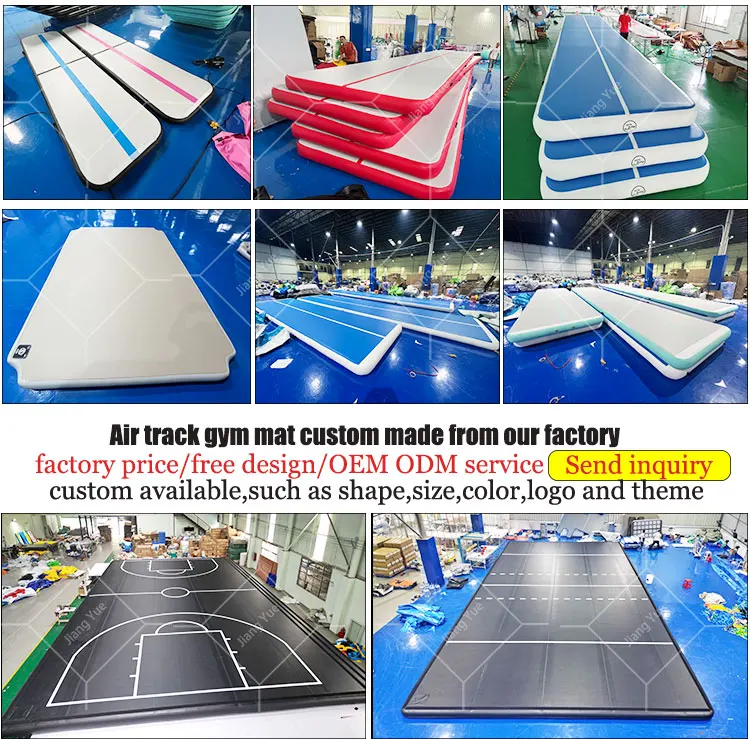 Factory Price Hand Made 3m 4m 5m 6m 8m 10m Water Floating Inflatable Gym Mat Blue Air Track Gymnastics With Air Pump For Sale