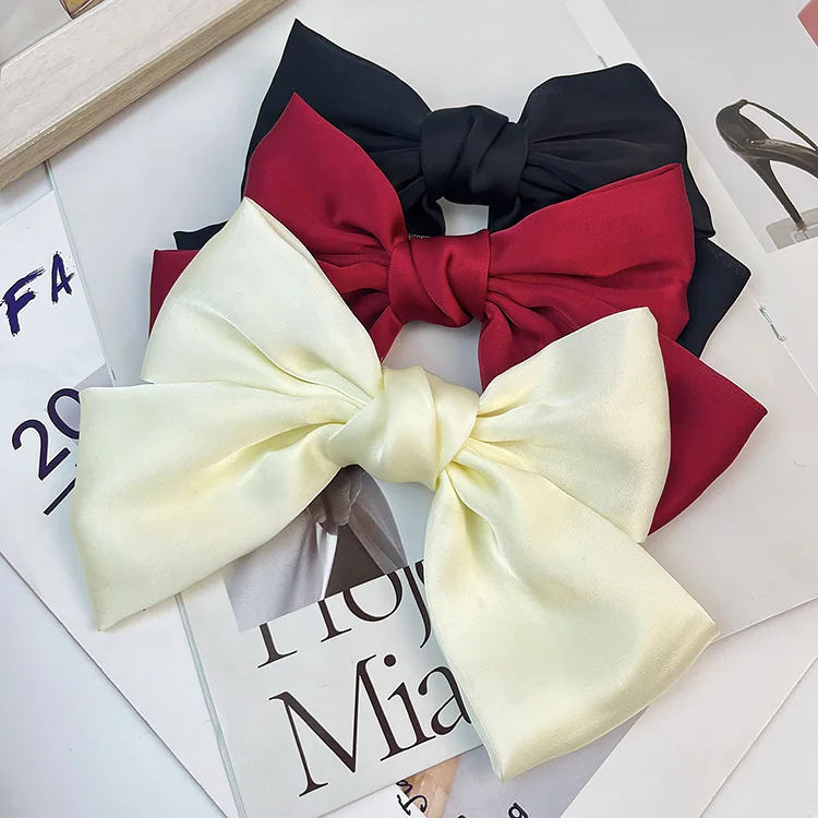 Hair Bows for Women Bow Hair Clips Silky Satin Hair Bows for Girls Neutral Colors  Ribbon Clips for Women