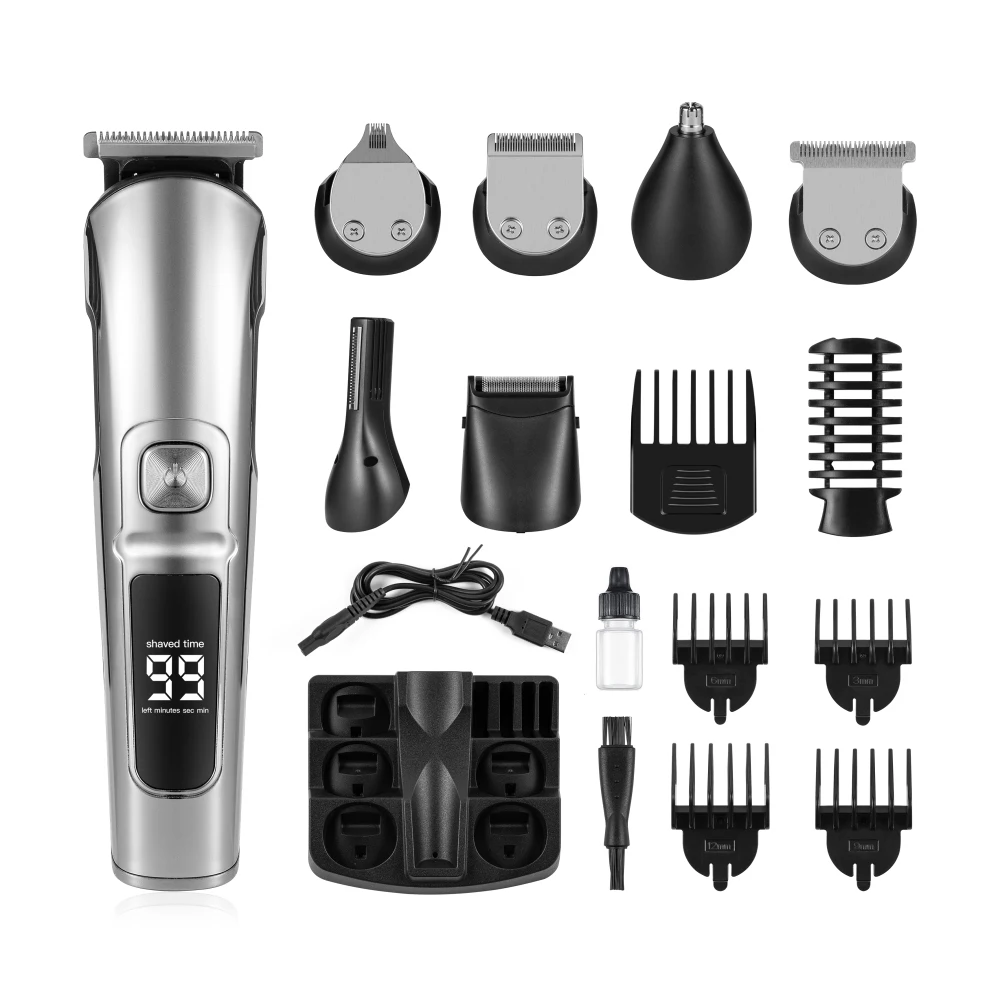 maquina de cortar pelo rechargeable  electronic  6 in 1 private label cordless wireless usb hair body mens grooming set