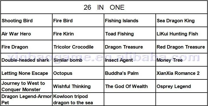 USA Hot Sale Fish Hunter 2 Player 26 In 1 Fish Table Game