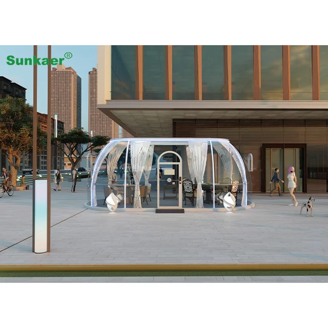 Sunkaer Elliptic style polycarbonate dome house Pvc Glamping Geodesic Dome House Tent Outdoor Transparent House