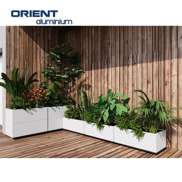 Wholesale Aluminium metal planter pot large square rectangular garden planters