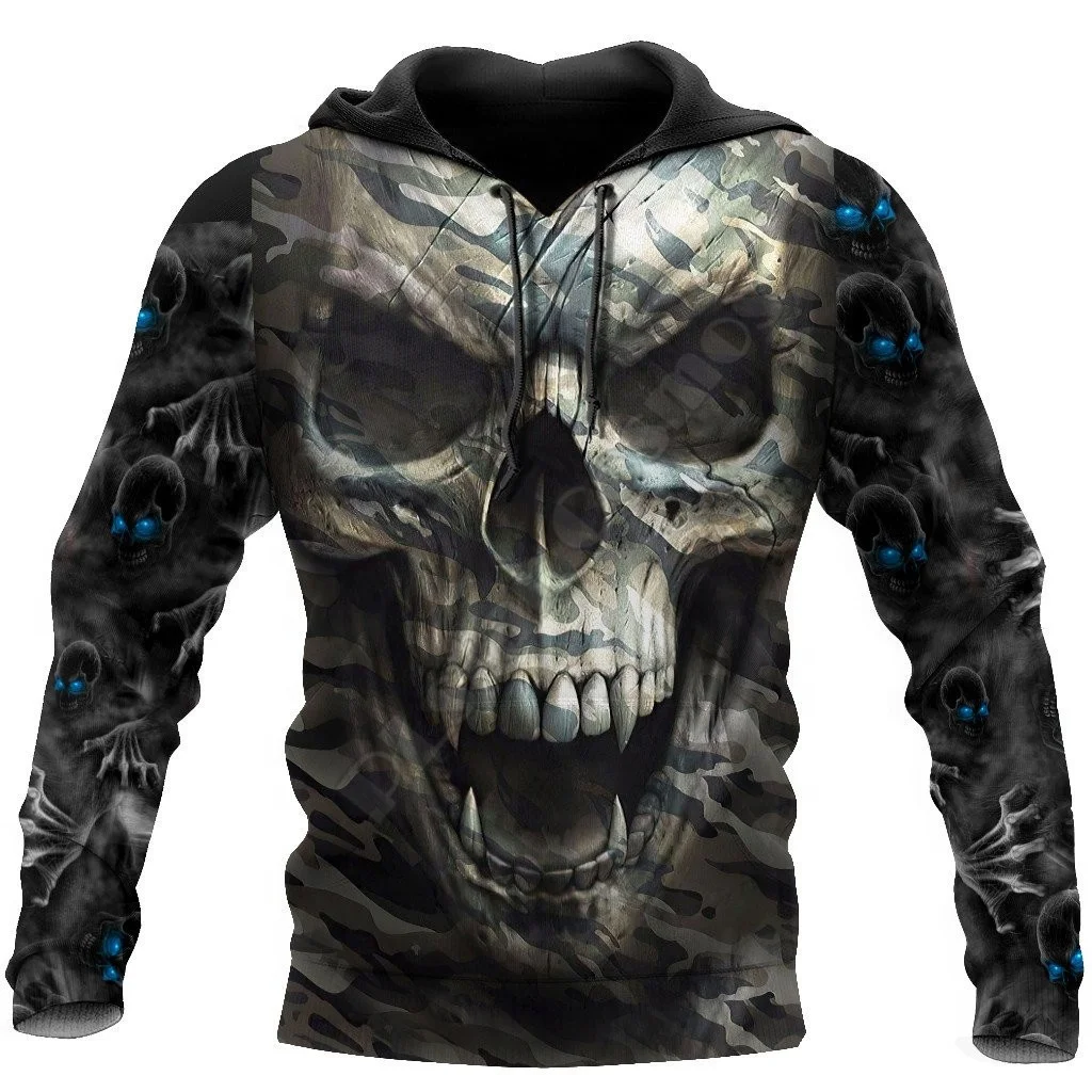 Customization printing pullover hoodie Skull pattern halloween hoodies cotton polyester  digital printing  hoodie breathable