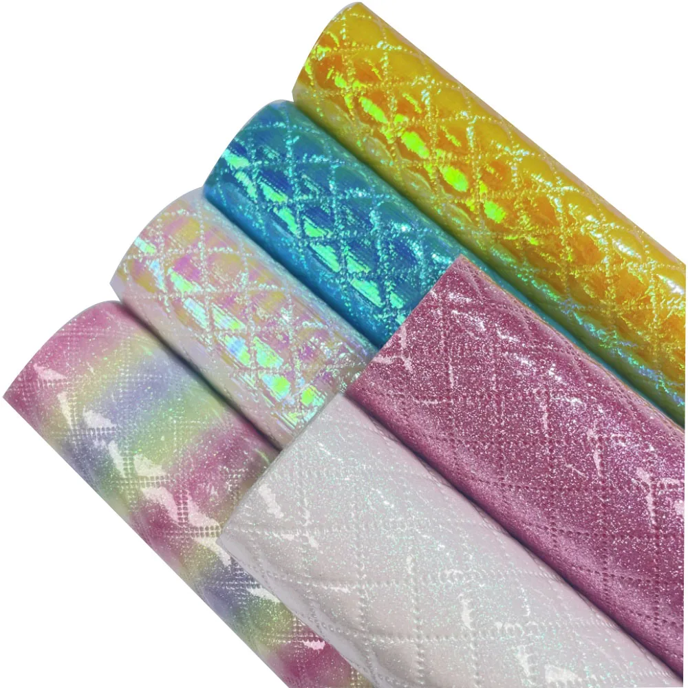 Стеганая ткань из синтетической кожи с блестками для косметики