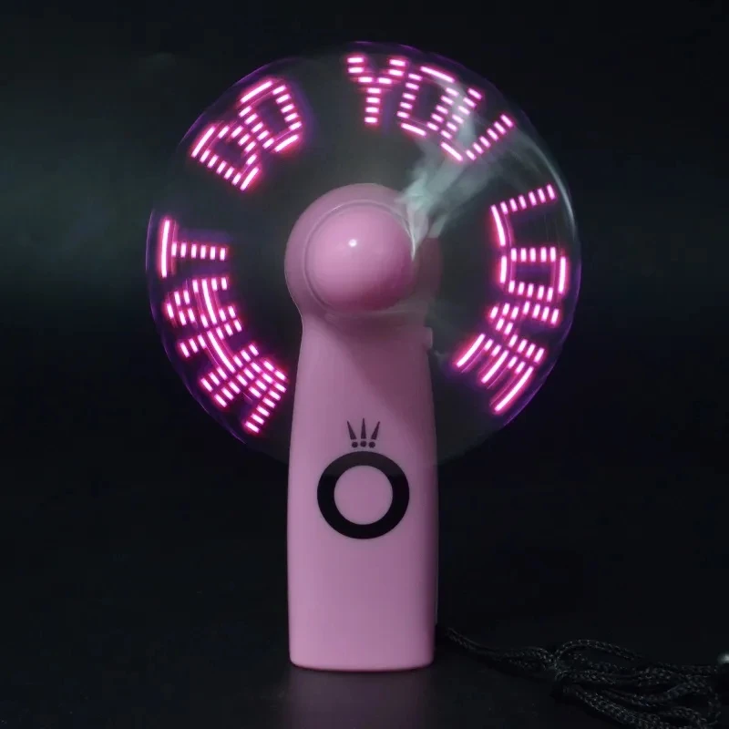 New Product Mini Portable Handy Led Custom Message Battery Fan,Programmable Led Display Handheld Electric Fan